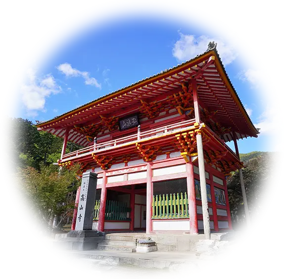 Looking Up at the Gate of Kozanji Temple