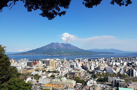 Sakurajima, an active volcano in Kagoshima, Japan.