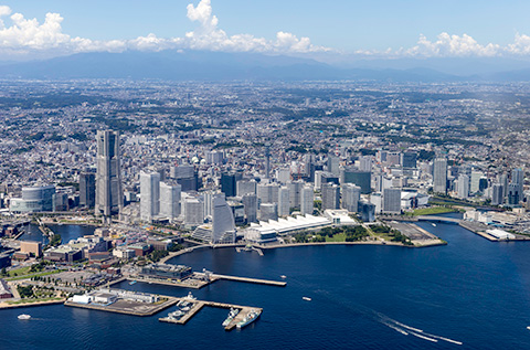 Yokohama City, known for its waterfront and Chinatown.