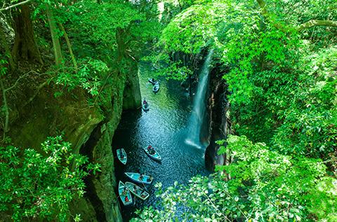 Takachiho Gorge, a scenic canyon in Miyazaki, Japan.