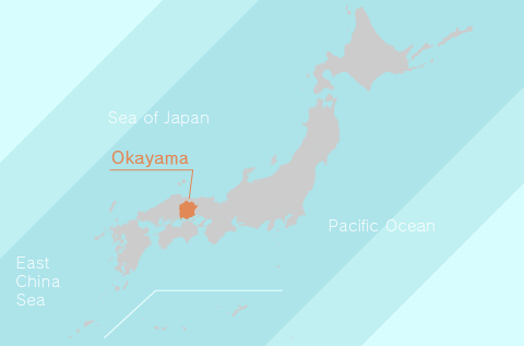 The Location of Okayama Prefecture