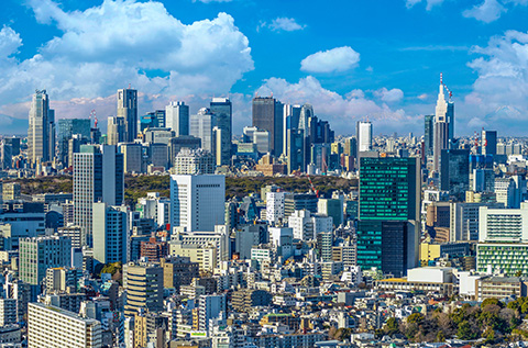 Shinjuku Skyscrapers, the iconic tall buildings in Tokyo.